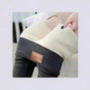 Fleece Lined Thermal Leggings Women Winter Leather Label Tights High Stretch Warm Fleece Lined Pants Outdoor Wear Cold Weather