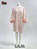 High‑quality Women Loose Short Tunic Dress 3D Stereo Big Flower Cuff Lantern Long Sleeve Button Front Dress Casual Daily Wear
