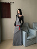 Wasteland Designer Long Dresses Women Winter Autumn Long Sleeve Maxi Dress Grey Khaki Knitted Dress Fall Clothes