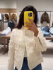 Women Tweed Jacket Stand Collar Fringe Tassel Textured Fabric Zip‑up Long Sleeve Pockets Cropped Coat Elegant Lady Outerwear