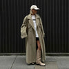 Urban Solid Double Breasted Long Women Coat Loose Full Sleeve Belt Double Breasted Female Jacket Autumn Winter Lady Top
