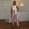 Women Jeans Straight Stripe Button Detail Jeans Female High Waist Loose Curved Wide Leg Denim Pants Vintage Casual Outfit Ladies