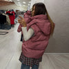 Women's Oversized Coats Print Hooded Padded Jackets Winter Female Stand Collar Long Sleeve Zipper Loose Puffy Coat Outerwear