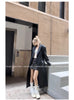 Spring Autumn Extra Long Black Loose Pu Leather Trench Coat for Women Shoulder Pads Double Breasted Faux Leather Blazer