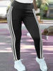 Plus Size 1XL-5XL Women Striped Leggings Pants Ladies Casual Slim Sports Pants Running Pants
