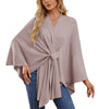 Elegant Shawl Wraps Soft Open Front Poncho Sweater Women Loose V-Neck Cape Casual Solid Color Soft Open Front Poncho Bat Shirt