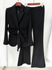 High Street Designer Runway Women's Waistband Slim Fit Blazer Suit Pants Set 2pcs
