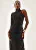 Split Turtleneck Sexy Maxi Dress Women Gown One-shoulder High Waist Bodycon Solid Club Party Long Dress Elegant