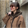 Elegant Hooded Plush Short Coat Women Retro Chic Suede Single Breasted Jackets Coats Female Winter Casual Street Outwear