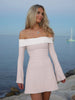 Off Shoulder Long Sleeves Slim Mini Dress Women's Sexy Elegant Outfit Prom Birthday Party Clubwear Spring Dress