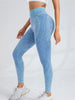 Women High Waist Seamless Yoga Pants Letter Sand Washed Hip Lifting Tight Waist Exercise Outdoor Sports Leggings