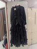 Purple Dress Women Bow Collar Ruffles Lace Up Waist Long Sleeves Embroidery Dresses Autumn 3A555