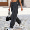 Women's Cargo Pants Solid Color Causal Fall Baggy Leg Barrel Track Pants with Pockets
