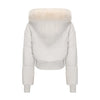 Women's Bomber Jacket Hooded Cropped Coat Winter Jacket Woman Cool Warm Clothes Coffee Black White Clothing XXL