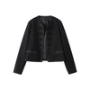 Spring Double Breasted Cardigan Jacket For Women Vintage Round Collar Cropped Coats Lady High Street Chic Outerwear