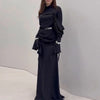 Lady Casual Long Sleeve Pleated Floor Length Dress Hight Waist Slim Party Dress Elegant O-neck Patchwork Irregular Gowns