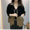 Women Splicing Loose Fitting Jacket Spring Female Leisure Outerwear Ladies Top Grade Long Sleeved Tops Coat