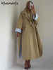 Street Women's Long Trench Coats Loose Stand Collar Single Breasted Full Sleeve Slit Windbreaker Autumn Lady Commute Jacket