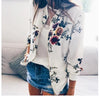 Women Elegant Zipper Jacket Spring Autumn Floral Printed Jackets Office Wear Slim Office Coat Retro Outwear