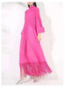 Maxi Dress Women High Neck Long Sleeves Stitching Tassel Hem Solid Color Dresses Female Party Clothing 2DB1143