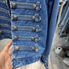 Women Vintage Denim Military Jacket Retro Solid Round Neck Single Breasted Slim Short Jackets Lady Daily Street Outerwear