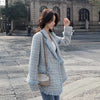 Elegant Plaid Women Blazer French Small Fragrance Raw Edges Tassel Suit Jacket Button Loose Casual Aesthetic Female Coat