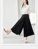 Black Wide-Leg Pants Autumn Flowy Ankle-Length Side Zipper Detail Trousers Office Lady Commuter Bottoms A1738