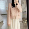 Women's Short Jacket Spring Autumn Round Neck Temperament Tweed Lady Outerwear Long Sleeve Ladies Leisure Coat