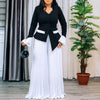 2 Piece African Clothes for Women Spring Autumn Elegant African Long Sleeve V-neck Top Long Pant Matching Sets Outfits
