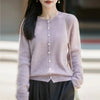 Winter Women's Clothing Tops Brushed Wool Cardigans O Neck Yellow Warm Causal Sweater Soft Solid Knitted Coats B1713005