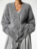 Women Knitted Thick Cashmere Wool Cardigan Chic V Neck Single Breasted Long Sleeve Sweater Fall Winter Coat Outwear