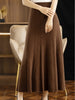 Women Autumn Winter Wool Skirt Long Pleated Skirt 100% Merino Wool Knitwear Grace Soft Dress Korean Style Skirt