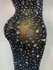 Rhinestones Sexy Mesh See Through Bodycon Dress Women Birthday Evening Cocktail party Gown Red Carpet Club Stage Outfit