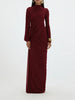 Elegant Vintage Spliced Ribbon Dresses for Women Turtleneck Long Sleeve Irregular Folds Evening Maxi Dress Female