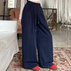 Autumn Women Hip Hop Style Baggy High Waisted Long Pants Lady Versatile Streetwear Solid Color Drawstring Wide Leg Trousers