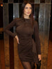 Sexy O-neck Long Sleeve Bandage Solid Short Dress Streetwear Women's Elegant High Waist Tunics Ruched Party Club Dresses