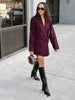 Solid Wine Red Blazer Jacket For Women Elegant Double Breasted Suit Coats Female Lapel Long Sleeve Office Lady Outerwear