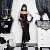 Vintage Elegant Goth Dress Women Sexy Streetwear Fairy Grunge Aesthetic Cross Pattern Spaghetti Strap Party Dress Female