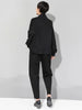 Women Patchwork Split Joint Brief Pants Spring Autumn High Elastic Waist Black Loose Trousers Tide JQ013