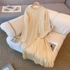 Women Loose Irregular Knit Maxi Dress Autumn Winter Ladies Splicing Together Vestidos Female Fake Two Pieces Long Dresses
