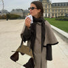 Elegant Cloak Double Breasted Long Coats Women Retro Lapel Double Side Loose Coat Female Autumn Winter Lady Outwear