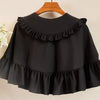 Women's Gothic Black Lolita Shawl Womens Loose Lace-Up Ruffle Doll Collar Cloak Jacket Lady Vintage Kawaii Sweet Blouse