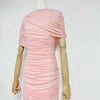 Women Ruched Maxi Dress Asymmetric Draped Sleeve High Neck Bodycon Mermaid Formal Evening Party Gown