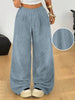 Women's Retro Corduroy Cargo Pants Casual Drawstring Straight Sports Pants Drape Daily Commuting Wide Leg Pants
