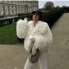 Faux Fur Coat Women Loose Lapel Full Sleeve Fluffy Short Overcoat Autumn Winter Street Lady Furry Warm Overcoat
