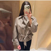 Chic Plaid Loose Women's Autumn Coats Belts Double-Breasted Lace-Up Turn-Down Collar Full Sleeve Lady Jacket Female Outwear
