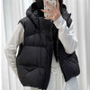 Autumn Winter Soft Puffs Cotton Vest Jacket Women Loose Thicken Warm Hooded Waistcoat Coat Female Casual Ladies Tops