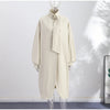 Elegant Khaki Women's Trench Coat Long Autumn Loose Stand Collar Full Sleeved Single Breasted Pocket Side Split Windbreaker