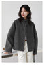 Women Short Woolen Coat Stand Up Twill Texture Single Breasted Ladies Jacket Retro Woman Outwear Autumn Winter