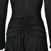Women Glitter Maxi Evening Dress Deep V Neck Long Sleeve Ruched High Slit Formal Party Dress For Wedding Guest Prom